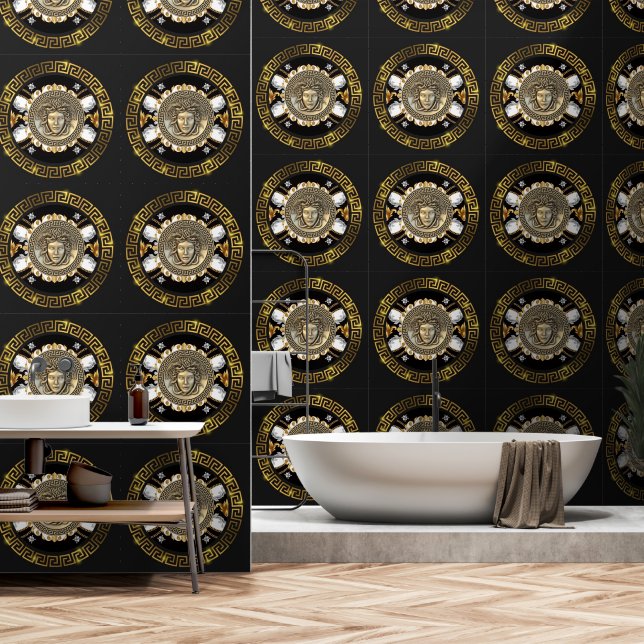 Papier Peint Medusa et grec Meander Concepteur de clés (Salle de bain)