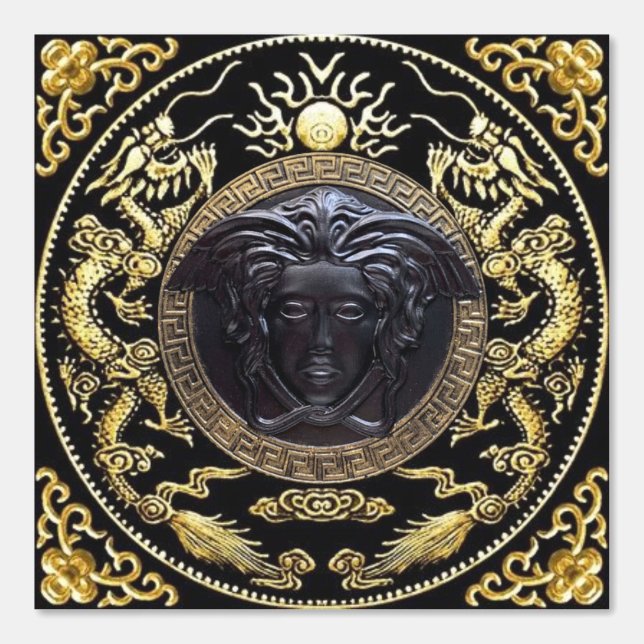 Papier Peint Medusa Noire avec décorateur ornemental baroque (Recto)