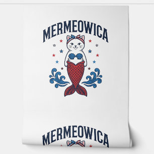 Papier Peint Mermeowica Chat Mermaid Patriote Conception de T-S