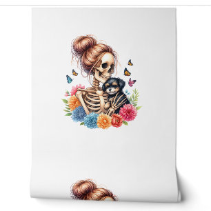 Papier Peint Messy Bun Skeleton mignon Amoureux de les chiens c