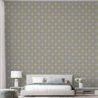 Papier Peint Metallic flower tile gray background