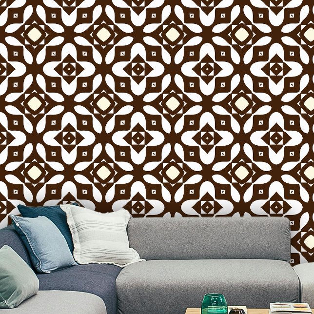 Papier Peint Mi-siècle moderne Brown crémeux Beige géométrique (Créateur téléchargé)