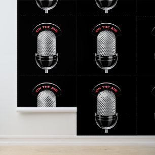 Papier Peint Microphone Sur L'Air Couleur Personnalisée Noir