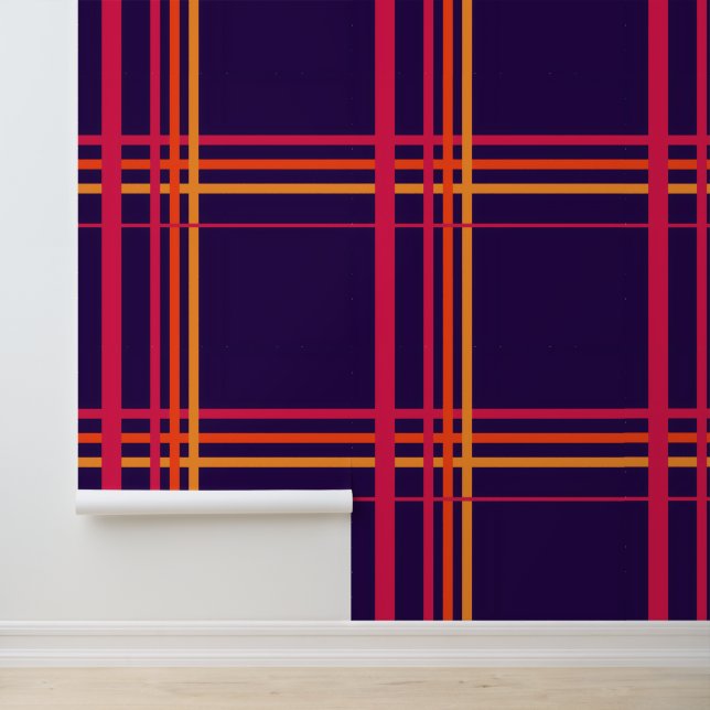 Papier Peint Midnight Neon Plaid Tartan (Application)