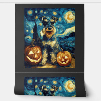 Papier Peint Mignon chien schnauzer miniature Halloween Jack O 