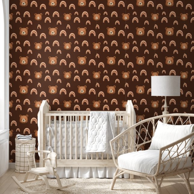 Papier Peint Mignon ours bébé Boho (Enfants)