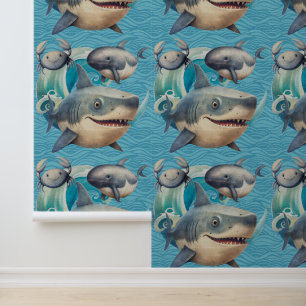 Papier Peint Mignonne sous le requin de mer crabe de baleine en