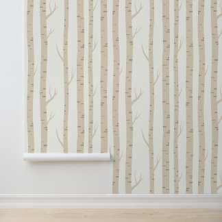 Papier Peint Minimal Forest Elm Tree - Peel & Stick Wallpaper