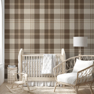 Papier Peint Minimaliste Plaid in Cream and Taupe