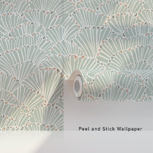 Papier Peint Mint Green et Dusty Pink Shell Art Déco