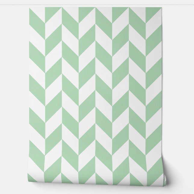 Papier Peint Mint Green Herringbone (Déroulement)