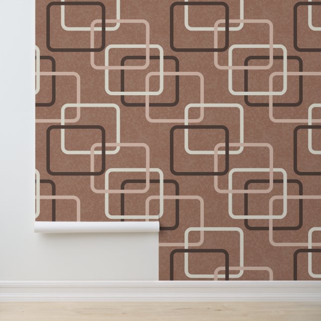 Papier Peint Mocha Mousse Rétro Carrés géométriques du milieu d (Application)