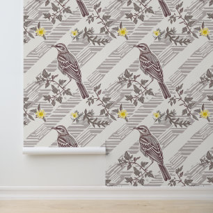 Papier Peint Mocking Bird and Yellow Flowers