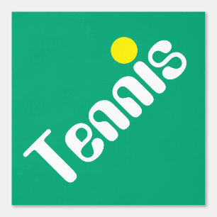 Papier Peint Mod Sale Blanc Jaune TENNIS Texte Sur Bleu Rétro