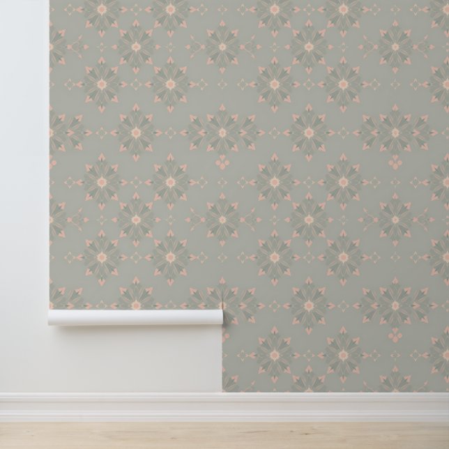 Papier Peint Modèle floral géométrique Pastel (Application)