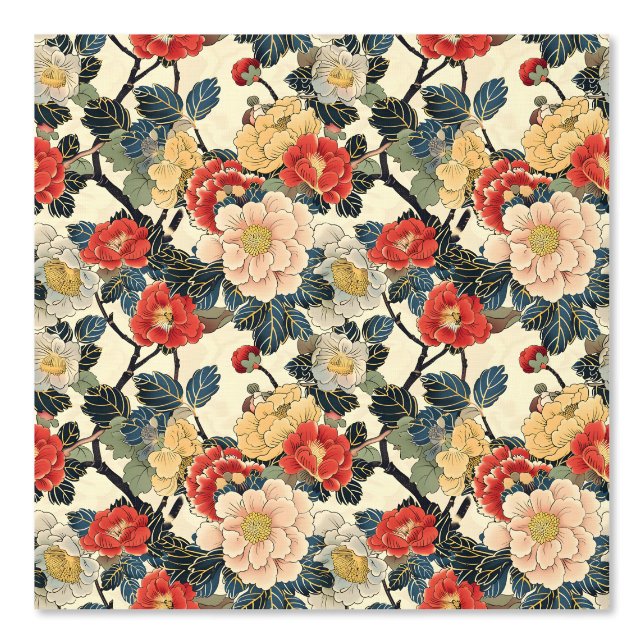 Papier Peint Modèle floral japonais Ukiyo-E Art (Recto)
