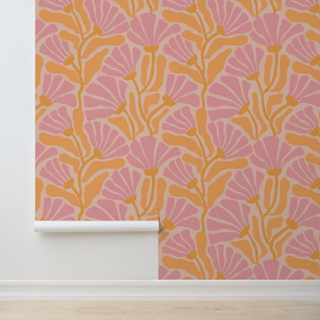 Papier Peint Modèle Floral Moderne Du Milieu Du Siècle (Application)