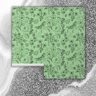 Papier Peint Modèle floral noir sur vert