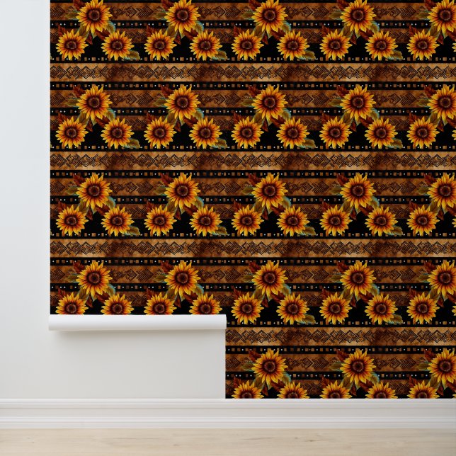 Papier Peint Modèle floral rustique des tournesols occidentaux (Application)