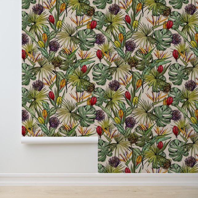 Papier Peint Modèle floral tropical (Application)
