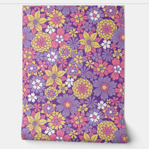 Papier Peint Modèle floral violet rétro