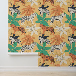 Papier Peint Modèle moderne de tigre Teraacotta