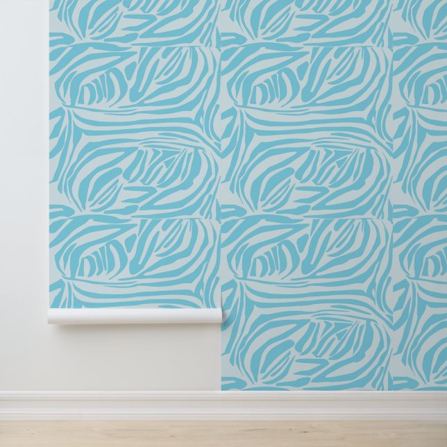 Papier Peint Modèle Zèbre Bleu (Application)