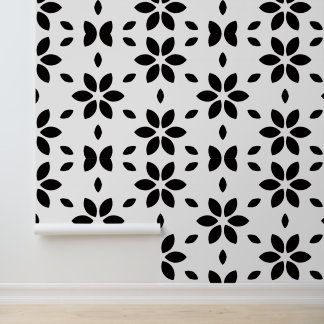 Papier Peint Modern Black and White Abstract Floral 