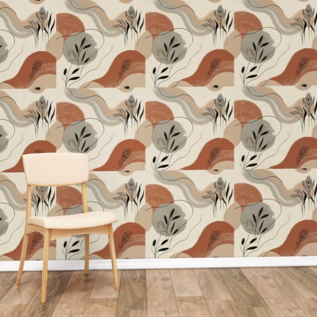 Papier Peint Modern Minimalist Organic Abstract Shapes Pattern (Créateur téléchargé)