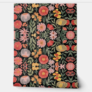 Papier Peint Moderne aquarelle rose oranger fleurs