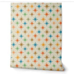 Papier Peint Moderne Coloré Milieu de Siècle Éclatement Atomiqu