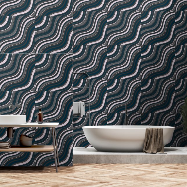 Papier Peint Moderne femme rustique bleu et gris  (Salle de bain)