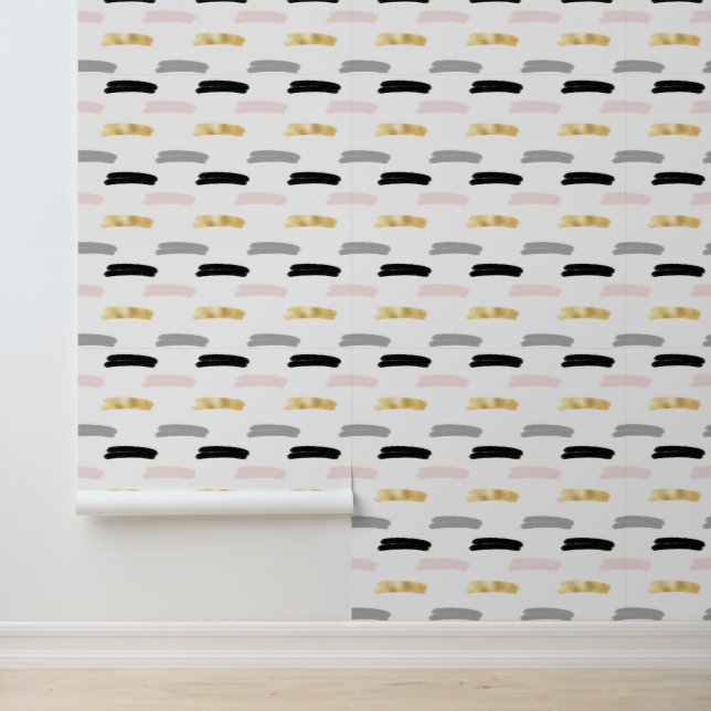 Papier Peint Moderne Gras, Design en ligne, Rose Gris Or Noir (Application)