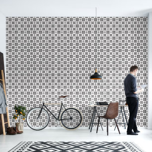 Papier Peint Moderne noir blanc géométrique Octagon Chic