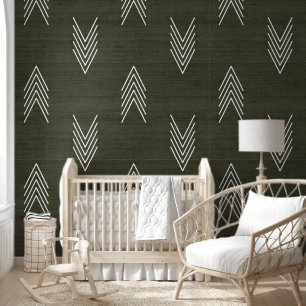 Papier Peint Moderne Style Africain Boudcloth Vert foncé