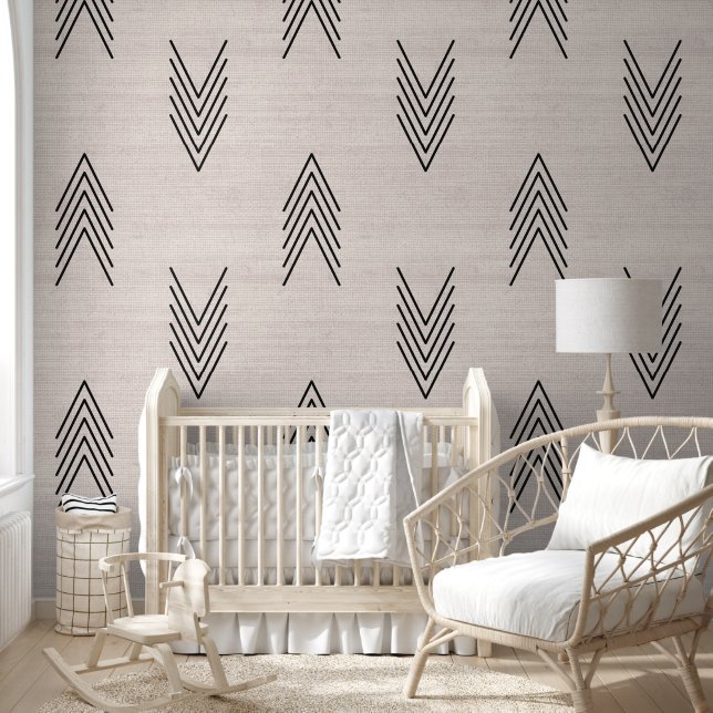 Papier Peint Moderne tendance en tissu de boue africain beige (Enfants)