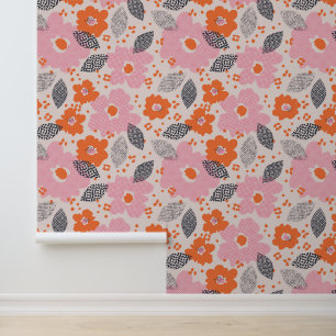 Papier Peint Monogramme   Modèle Floral Rétro