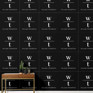 Papier Peint Monogramme Moderne élégant Bureau noir blanc