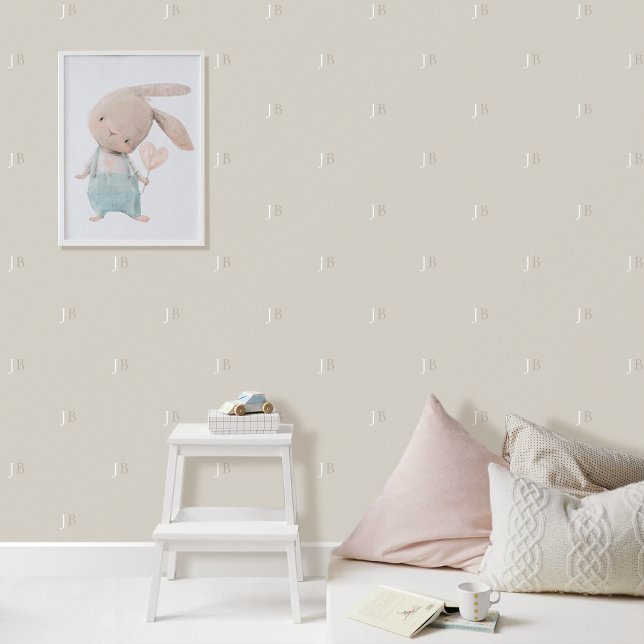 Papier Peint Monogramme personnalisé Motif initial Greige gris  (Créateur téléchargé)