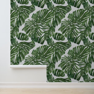Papier Peint Monstera jungle se chevauchant feuilles verdure tr