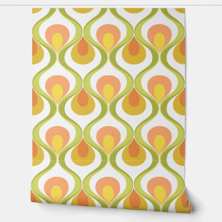 Papier Peint Mood rétro Jaune Orange Vert