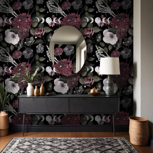 Papier Peint Moody foncé & Elegant Aquarelle Florale gothique