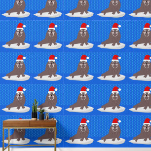 Papier Peint Morse de Noël mignon et flocons de neige à motifs