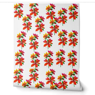 Papier peint motif à fleurs orange