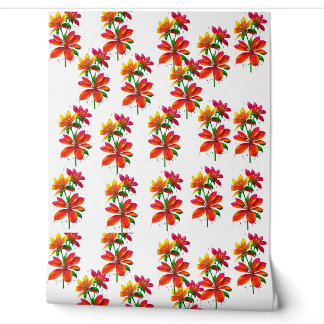 Papier peint motif à fleurs orange