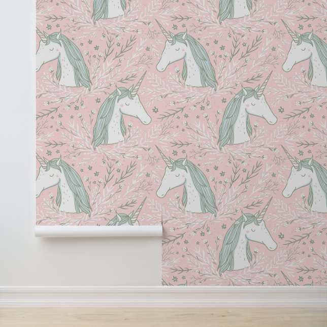 Papier Peint Motif à licorne de fleurs douces (Application)
