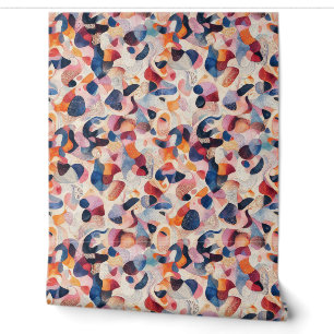 Papier Peint Motif abstrait de corail marine aquarelle organiqu