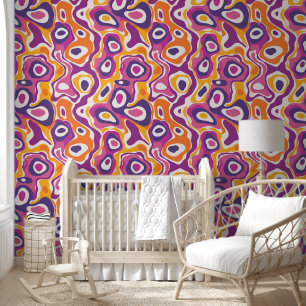 Papier Peint Motif Abstrait moderne en rose vif