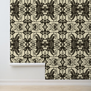 Papier Peint Motif Abstrait Ornate Black and Cream