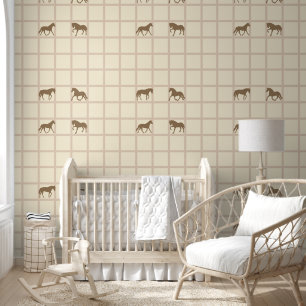 Papier Peint Motif animal cool - Grille Formes Chevaux 1